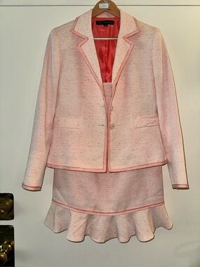 Gorgeous Nippon Boutique Light Pink Tweed Jacket & Skirt Set Size 8